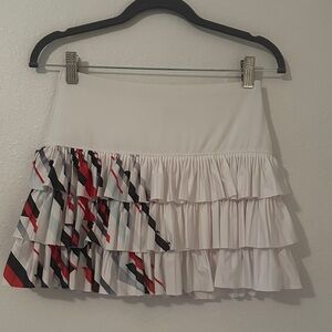 Lucky in Love White, Black and Red Ruffled Tennis Skirt